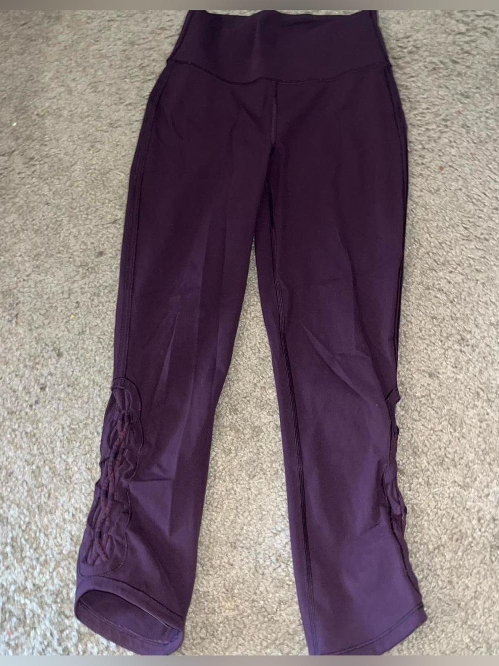 lululemon athletica Deep Plum Cropped Leggings with Side Lattice